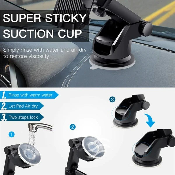 360° Universal Car Phone Mount – Windshield & Dashboard Holder for Smartphones & GPS Devices