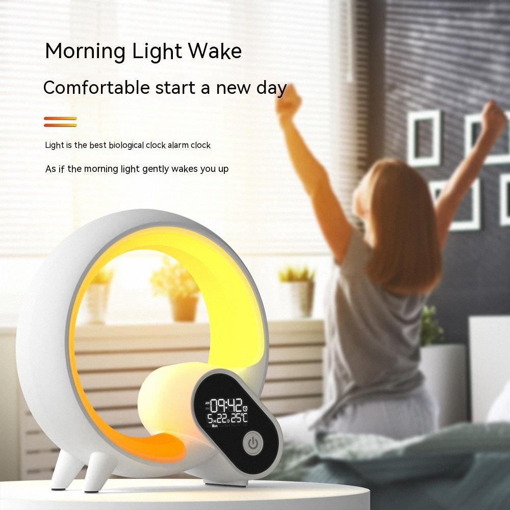 Sunrise Wake-Up Alarm Clock with Bluetooth Speaker – Smart LED Light, Digital Display & Colorful Mood Lamp