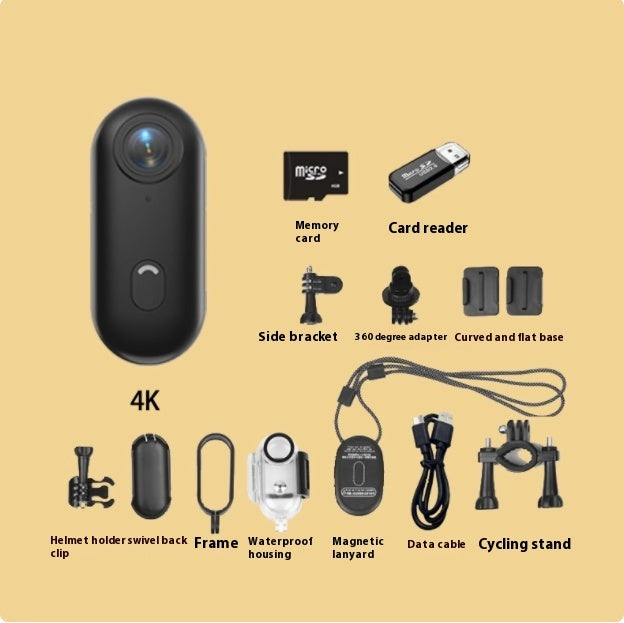 4K Mini Action Camera – Helmet & Body Mount Sports Cam for Motorcycle, Bike, Cycling, and Outdoor Adventure