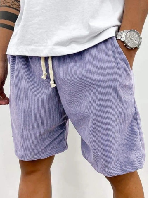 - Men's Corduroy Drawstring Shorts – Casual Summer Style with Pockets