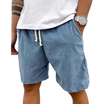 - Men's Corduroy Drawstring Shorts – Casual Summer Style with Pockets