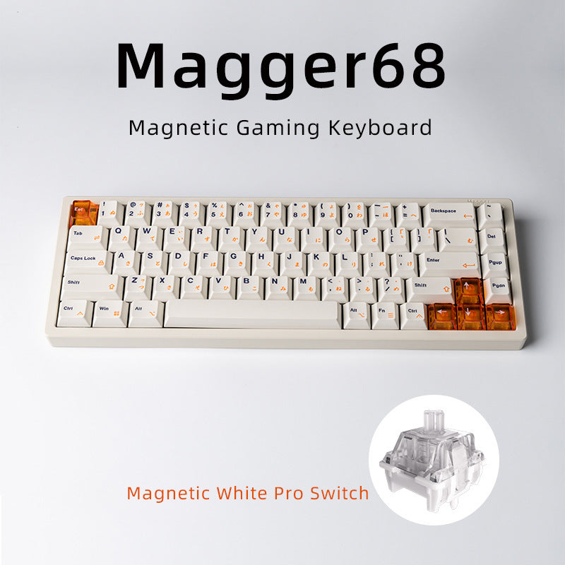 Magnetic White Porcelain Jade 68 Key Aluminum Tuo Keyboard