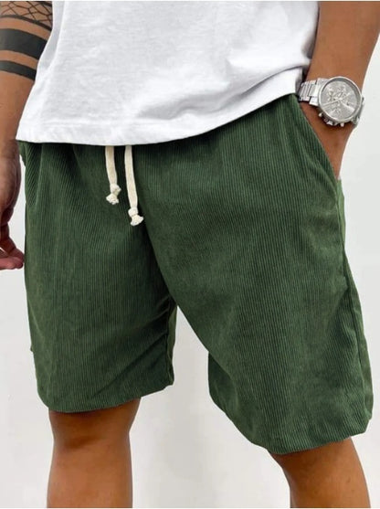 - Men's Corduroy Drawstring Shorts – Casual Summer Style with Pockets