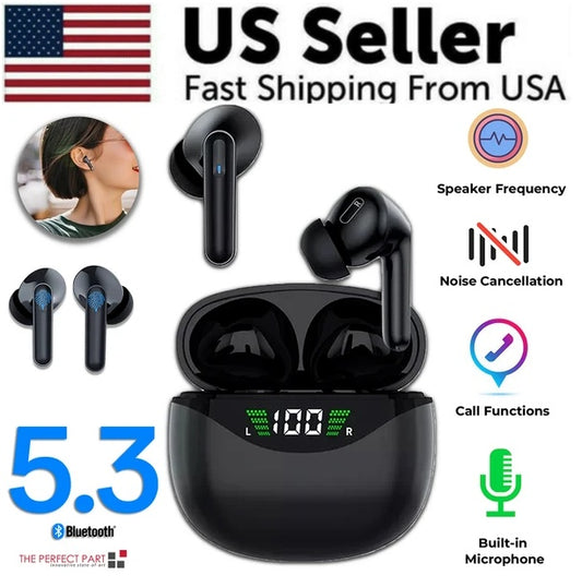 Wireless Bluetooth 5.3 Earbuds – Noise Cancelling TWS Headset with Mic, Waterproof, Ideal for Truckers & Active Use